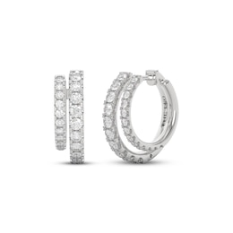 THE LEO Diamond Double Hoop Earrings 1 ct tw 14K White Gold