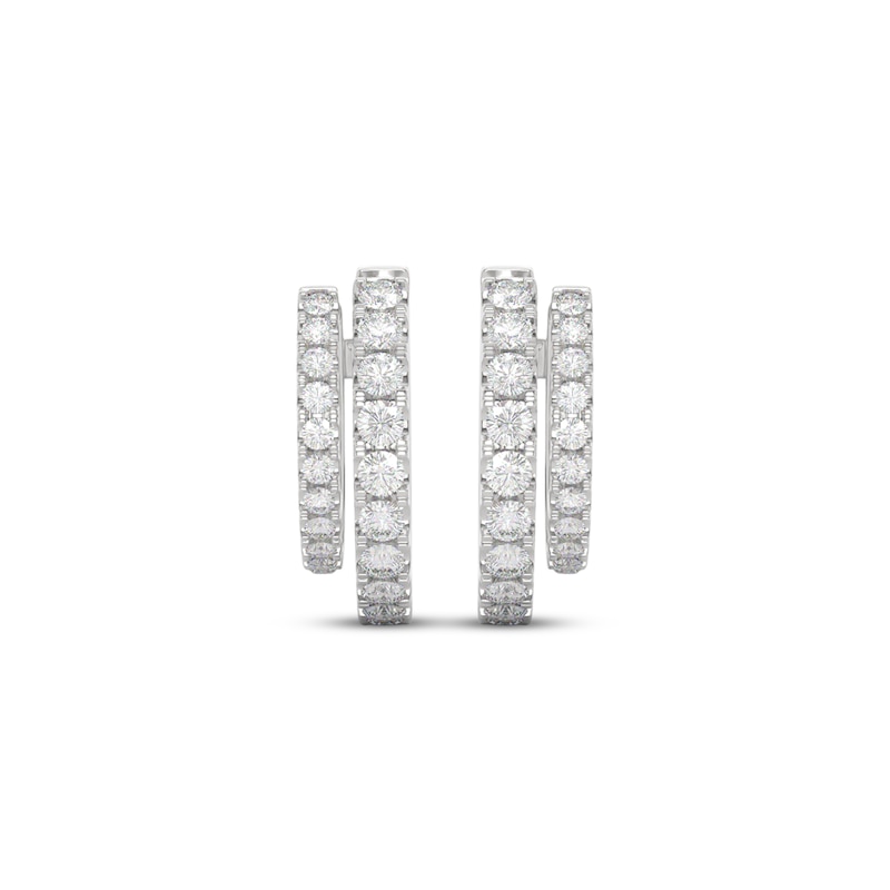 Main Image 2 of THE LEO Diamond Double Hoop Earrings 1 ct tw 14K White Gold