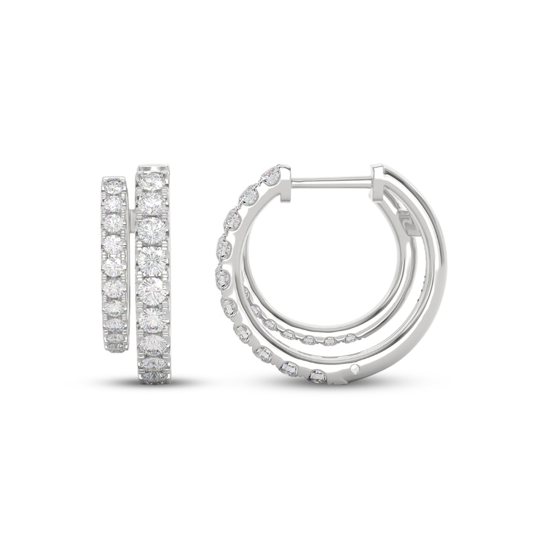 Main Image 3 of THE LEO Diamond Double Hoop Earrings 1 ct tw 14K White Gold