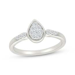 Lab-Grown Diamonds by KAY Multi-Stone Pear-Shaped Promise Ring 1/5 ct tw Sterling Silver