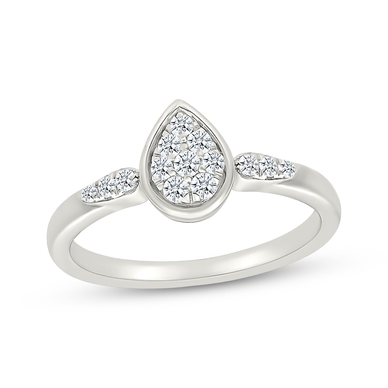 Main Image 1 of Lab-Grown Diamonds by KAY Multi-Stone Pear-Shaped Promise Ring 1/5 ct tw Sterling Silver