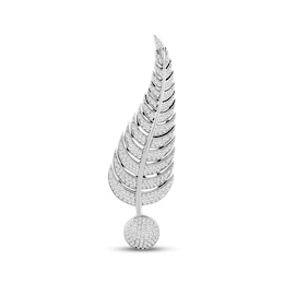 Men's Diamond Feather Brooch 1 ct tw Sterling Silver