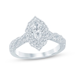 Now + Forever Marquise-Cut Diamond Double-Halo Engagement Ring 1 ct tw 14K White Gold