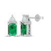 Thumbnail Image 1 of Emerald-Cut Lab-Created Emerald & Trillion-Cut Lab-Created Opal Drop Earrings Sterling Silver