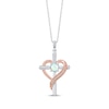 Thumbnail Image 1 of Opal & Diamond Accent Cross Necklace with Heart Sterling Silver & 10K Rose Gold 18&quot;