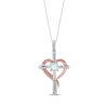 Thumbnail Image 3 of Opal & Diamond Accent Cross Necklace with Heart Sterling Silver & 10K Rose Gold 18&quot;