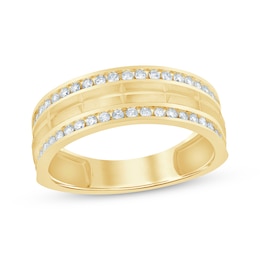 Now + Forever Men's Diamond Brick Pattern Wedding Band 1/2 ct tw 10K Yellow Gold