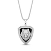 Thumbnail Image 1 of Men's Black Onyx & Diamond Wolf Shield Necklace 1/4 ct tw Sterling Silver 24&quot;