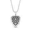 Thumbnail Image 3 of Men's Black Onyx & Diamond Wolf Shield Necklace 1/4 ct tw Sterling Silver 24&quot;