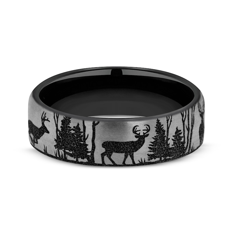 Main Image 3 of Now + Forever Men's Forest Scene Wedding Band 6.5mm Matte Black Titanium