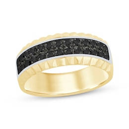 Men's Now + Forever® Black Diamond Wedding Band 3/4 ct tw 10K Yellow Gold