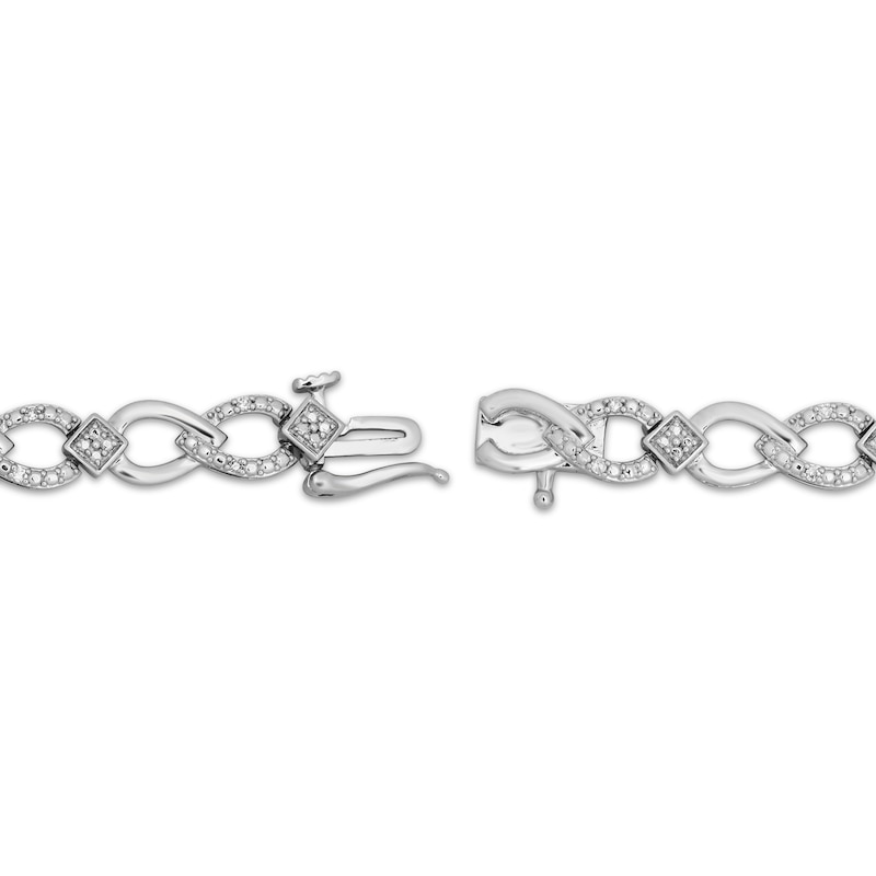 Main Image 3 of Diamond Alternating Teardrop Link Bracelet 1/10 ct tw Sterling Silver 7&quot;