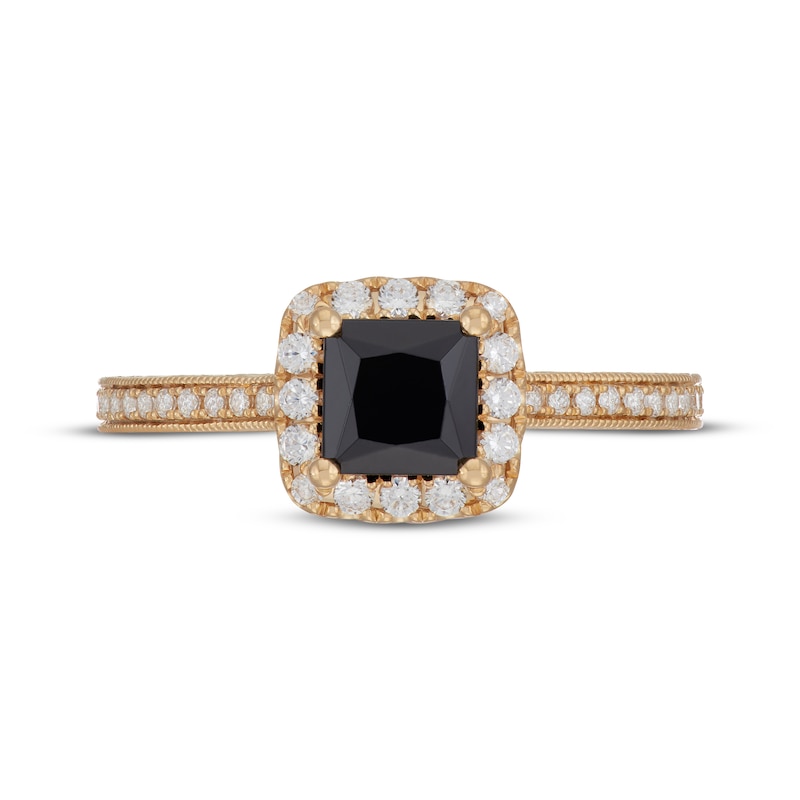 Main Image 3 of Neil Lane Princess-Cut Black & White Diamond Engagement Ring 1-3/8 ct tw 14K Yellow Gold