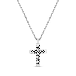 Men's Chain Link Cross Necklace Black Ion-Plated Stainless Steel 24&quot;