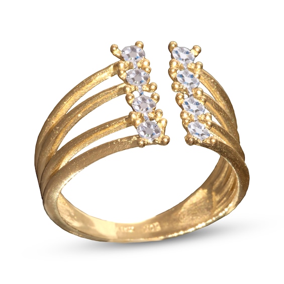 Diamond-Cut Multi-Row Open Ring 10K Yellow Gold Size 7