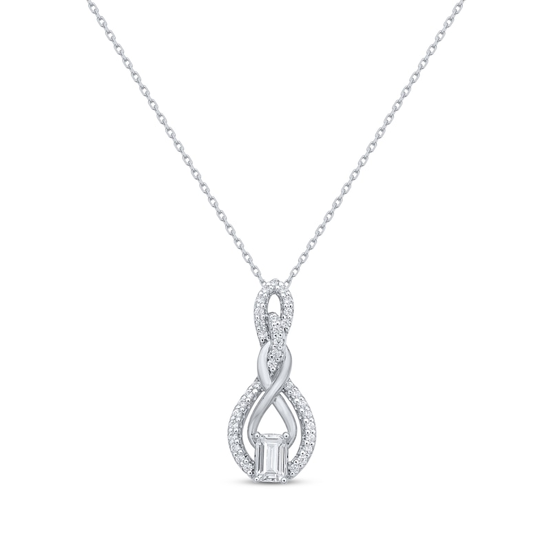 Main Image 1 of Lab-Grown Diamonds by KAY Emerald-Cut Infinity Swirl Necklace 1/2 ct tw 14K White Gold 18&quot;