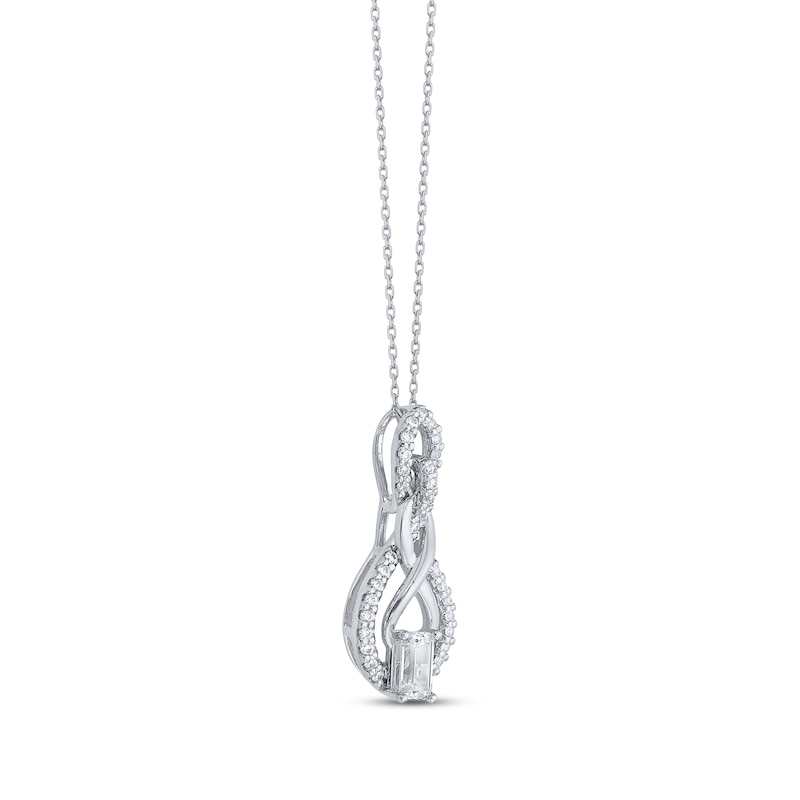 Main Image 2 of Lab-Grown Diamonds by KAY Emerald-Cut Infinity Swirl Necklace 1/2 ct tw 14K White Gold 18&quot;