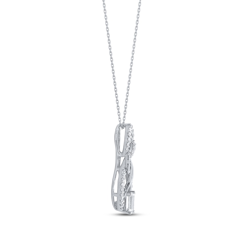 Main Image 3 of Lab-Grown Diamonds by KAY Emerald-Cut Infinity Swirl Necklace 1/2 ct tw 14K White Gold 18&quot;