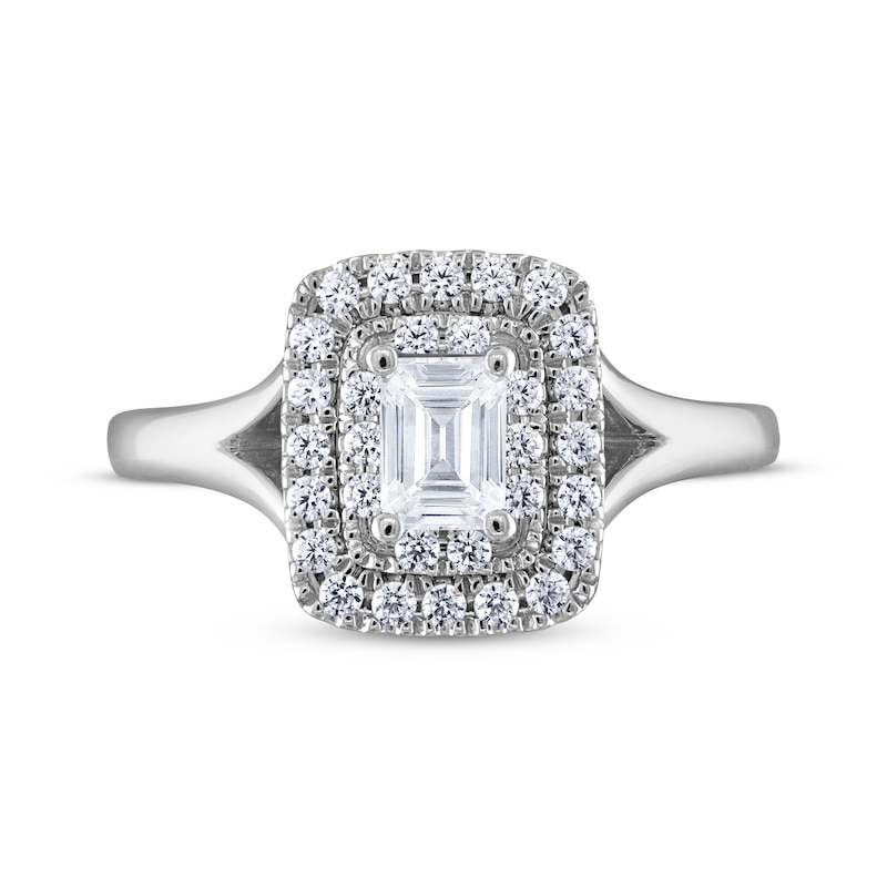 Main Image 3 of THE LEO Diamond Emerald-Cut Double Frame Engagement Ring 3/4 ct tw 14K White Gold