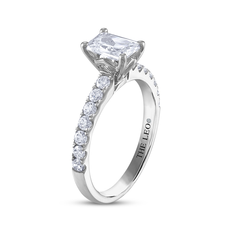 Main Image 2 of THE LEO Diamond Emerald & Round-Cut Engagement Ring 1-3/8 ct tw 14K White Gold