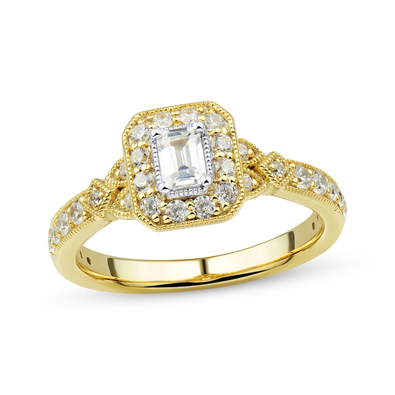 Main Image 1 of Emerald-Cut Diamond Vintage-Inspired Engagement Ring 3/4 ct tw 14K Yellow Gold