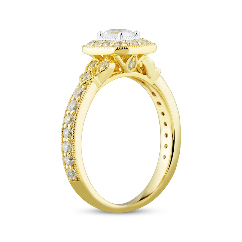 Main Image 2 of Emerald-Cut Diamond Vintage-Inspired Engagement Ring 3/4 ct tw 14K Yellow Gold