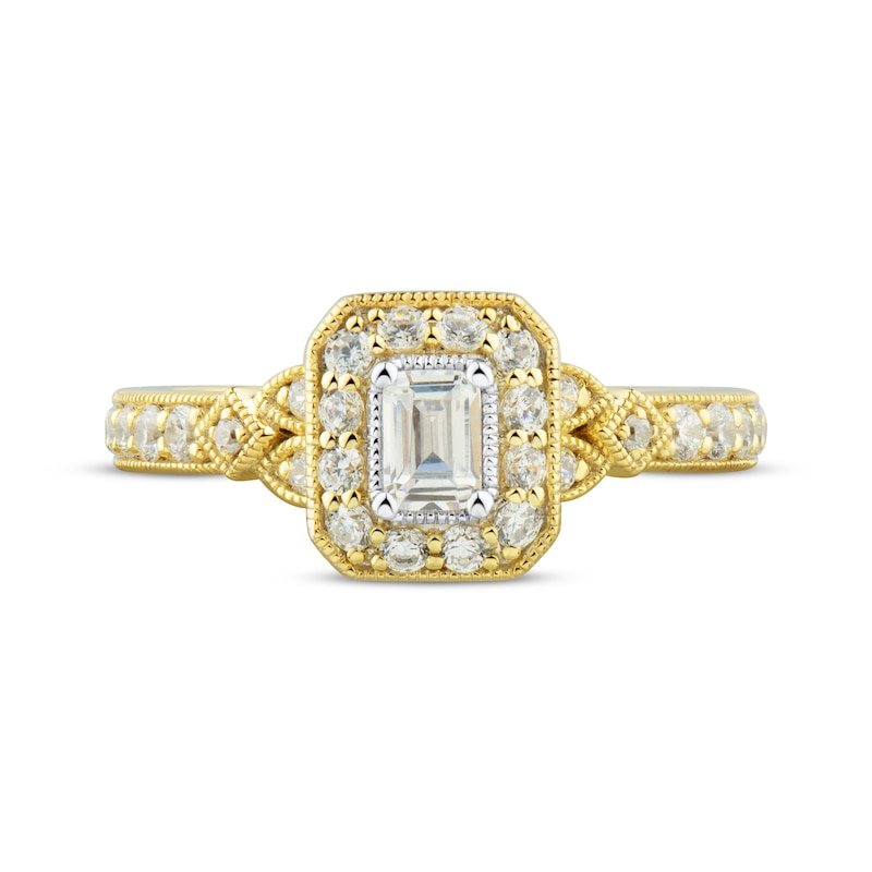 Main Image 3 of Emerald-Cut Diamond Vintage-Inspired Engagement Ring 3/4 ct tw 14K Yellow Gold