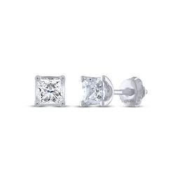 THE LEO Legacy Lab-Created Diamond Princess-Cut Solitaire Stud Earrings 1 ct tw 14K White Gold (F/VS2)