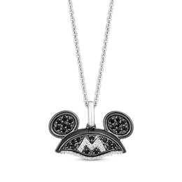 Disney Treasures Diamond Mickey Ear Hat Necklace 1/4 ct tw Sterling Silver & Black Rhodium 19&quot;