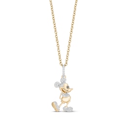 Disney Treasures Diamond Mickey Mouse Necklace 1/8 ct tw 10K Yellow Gold 19&quot;