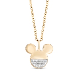 Disney Treasures Mickey Mouse Diamond Necklace 1/20 ct tw 10K Yellow Gold 19&quot;