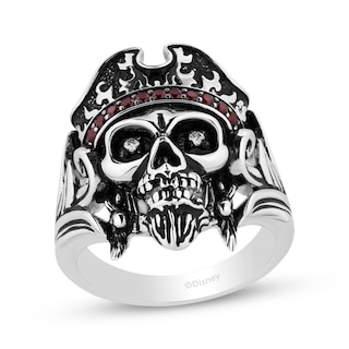 Men's Disney Treasures Pirates of the Caribbean Black Diamond Compass &  Skulls Ring 1/6 ct tw Sterling Silver