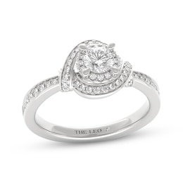 THE LEO Diamond Round-Cut Halo Engagement Ring 5/8 ct tw 14K White Gold