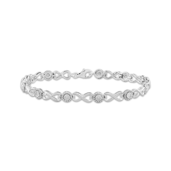 Diamond Infinity Loop Link Bracelet 1/10 ct tw Sterling Silver 7.5"