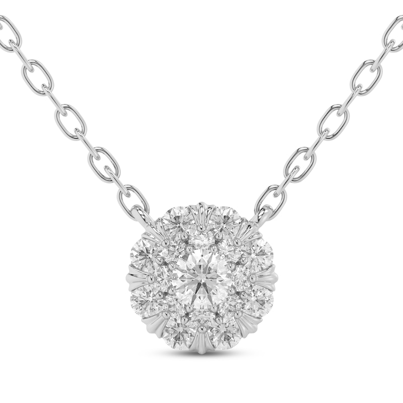 Main Image 1 of Multi-Diamond Circle Necklace 1/4 ct tw 14K White Gold 18&quot;