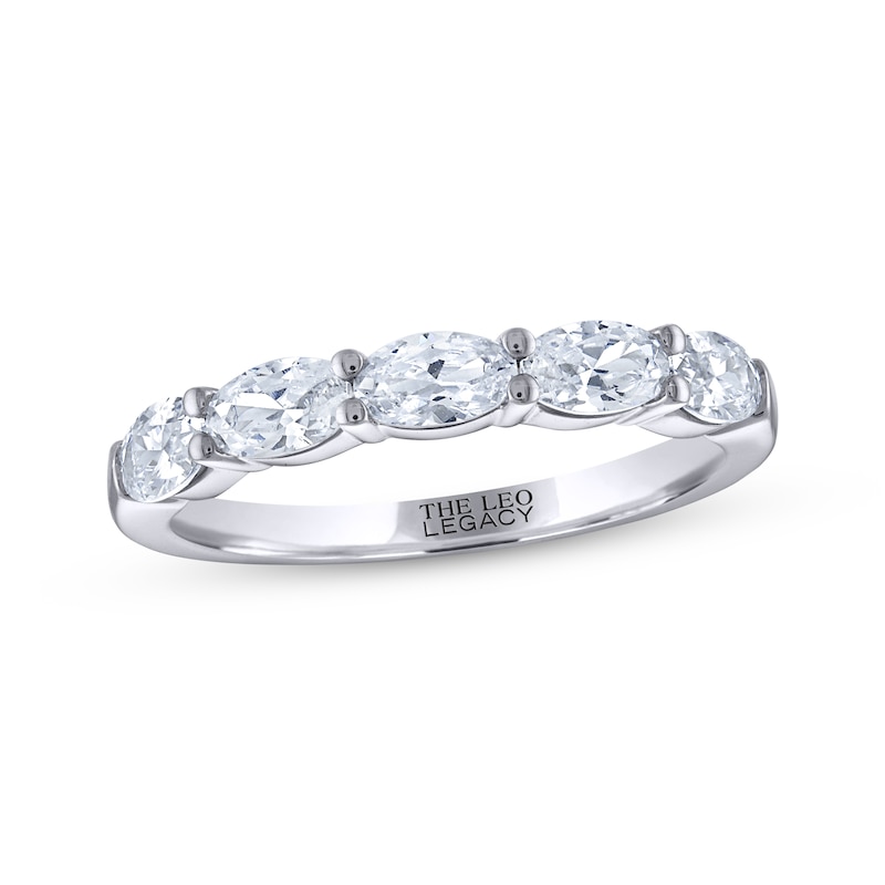 Main Image 1 of THE LEO Legacy Lab-Grown Diamond Oval-Cut Five-Stone Anniversary Ring 1 ct tw 14K White Gold