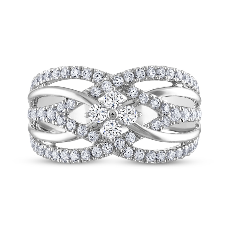 Main Image 3 of THE LEO Diamond Multi-Row Crossover Ring 1 ct tw 14K White Gold