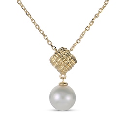 Cultured Pearl Woven Necklace 10K Yellow Gold 18&quot;