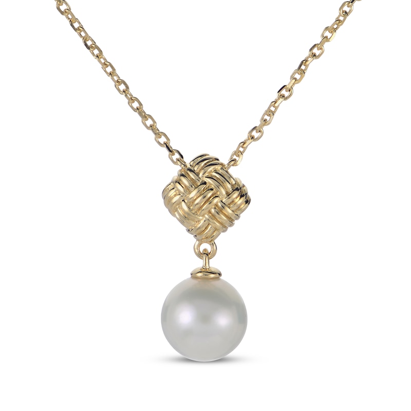 Main Image 1 of Cultured Pearl Woven Necklace 10K Yellow Gold 18&quot;