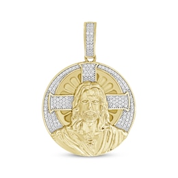 Men's Diamond Jesus Medallion Charm 1/5 ct tw 10K Yellow Gold