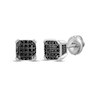 Thumbnail Image 1 of Men's Black Diamond Multi-Stone Cushion Stud Earrings 1/4 ct tw 10K White Gold