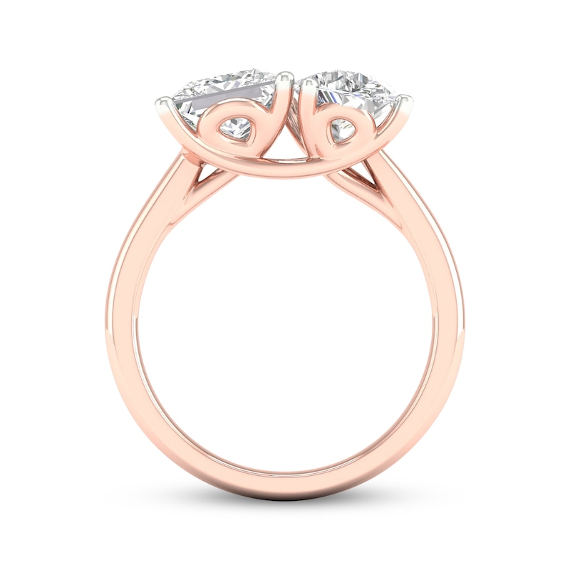 Toi et Moi Lab-Grown diamond Princess-Cut & Pear-Shaped Engagement Ring 4 ct tw 14K Rose Gold