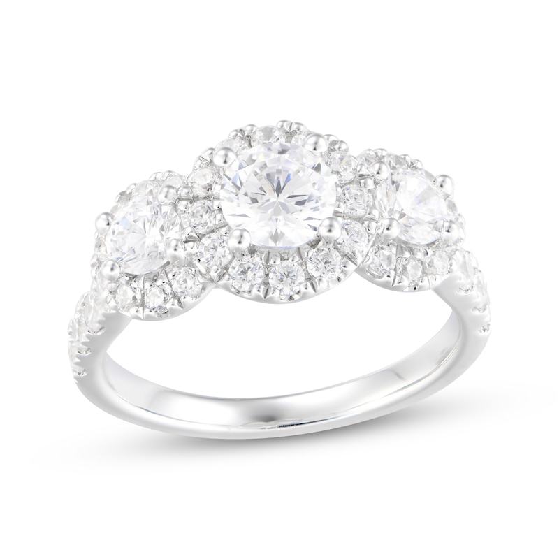 Main Image 1 of Memories, Moments, Magic Round-Cut Lab-Grown Diamond Three-Stone Engagement Ring 2 ct tw 14K White Gold