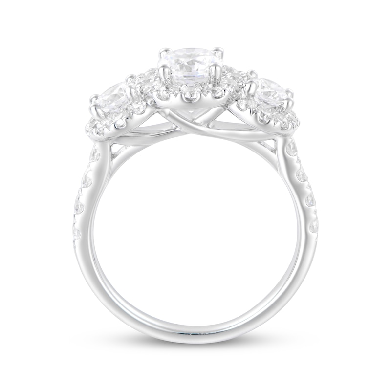 Main Image 3 of Memories, Moments, Magic Round-Cut Lab-Grown Diamond Three-Stone Engagement Ring 2 ct tw 14K White Gold