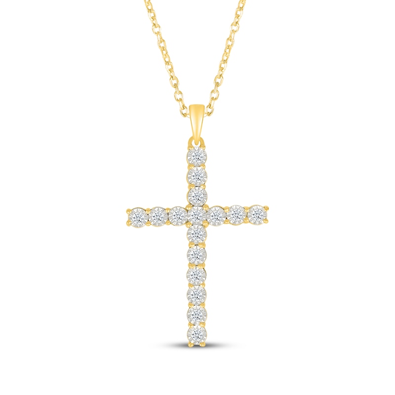 Main Image 1 of Diamond Cross Necklace 1/3 ct tw 10K Yellow Gold 18&quot;