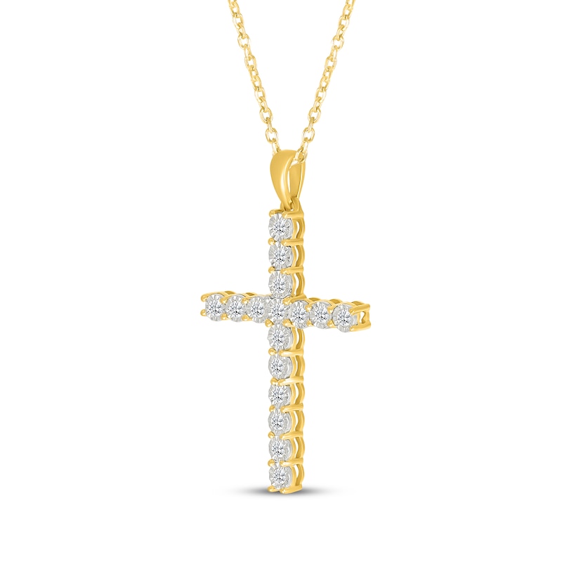 Main Image 2 of Diamond Cross Necklace 1/3 ct tw 10K Yellow Gold 18&quot;