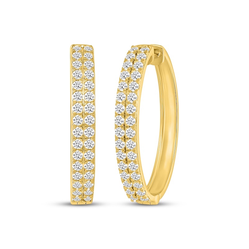 Main Image 1 of Diamond Two-Row Hoop Earrings 2 ct tw 10K Yellow Gold