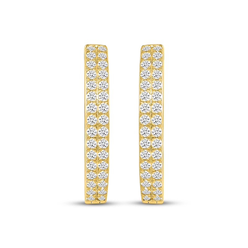 Main Image 2 of Diamond Two-Row Hoop Earrings 2 ct tw 10K Yellow Gold