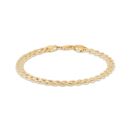 Rope Chain Bracelet 5mm Semi-Solid 10K Yellow Gold 7.5&quot;