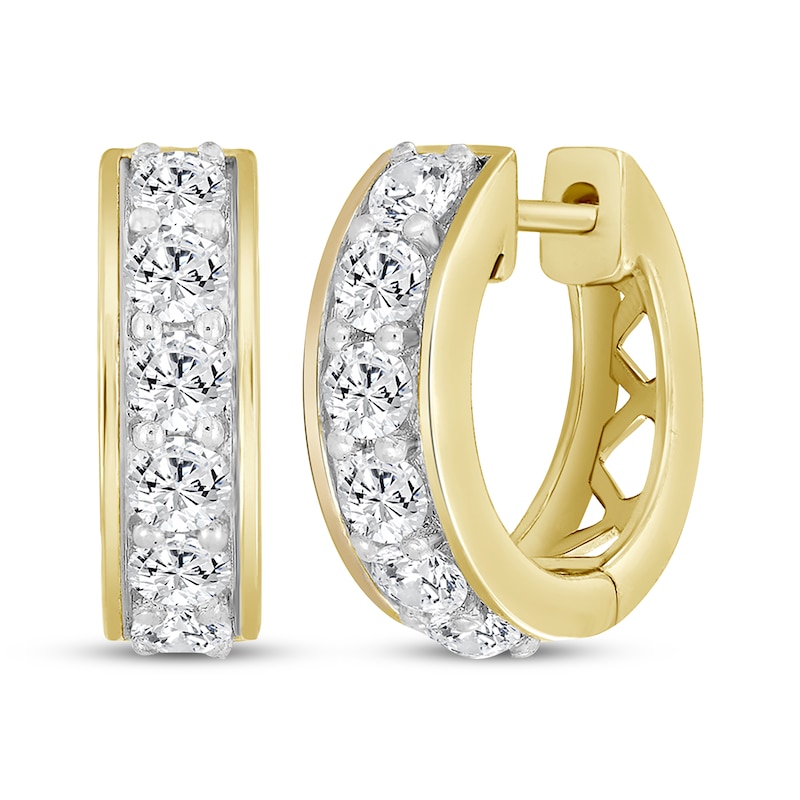 Main Image 1 of Lab-Grown Diamonds by KAY Men's Huggie Hoop Earrings 1 ct tw 10K Yellow Gold